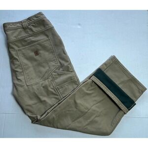 Coleman Men's Khaki Work Pants Lined Size 38x30 Utility Cargo Pockets